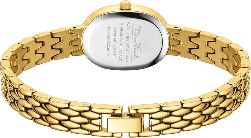 Diaofendi Petite Vintage Oval Gold Women’s Watch, Waterproof Elegant Watch with Japanese Quartz Movement, Adjustable Strap with Tool