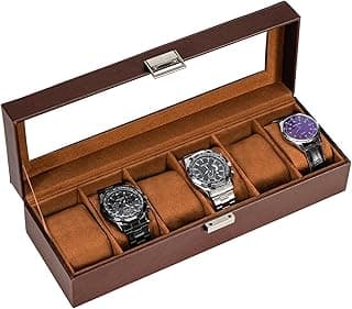 ProCase ProCase Watch Box, 6 Slot Mens Watch Case, Watch Storage Holder Organizer, Watch Display Case with Glass Lid, Anniversary Birthday Valentine Gifts for Men Women -6 Slot, Espresso