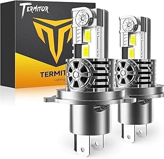 Termitor Latest H4/9003/HB2 Light Bulbs, 50,000LM Brightness, 6500K White Super Bright, 1:1 Halogen Size, 6500 Cool White H4 Fog Lights, No Adapter Required, Easy Install, Non-Polarity, Pack of 2