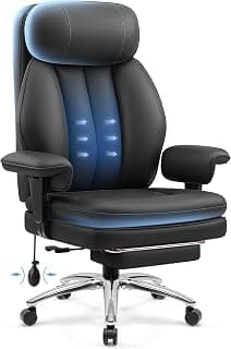 BestGlory Office Desk Chair with Inflatable Lumbar Support, Ergonomic Office Chair [Upgraded Double-Layer Cushion & Footrest], 400 LBS Big and Tall Computer Desk Chair for Home Office Gaming, Black