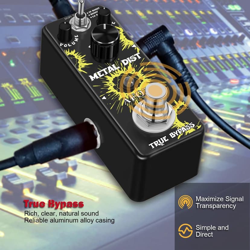 AFOT Vintage Distortion Pedal, Metal Distortion Pedal 3 Working Modes, Warm Smooth Wide Range of Vintage Distortion Sound, Mini Effect Pedal True Bypass