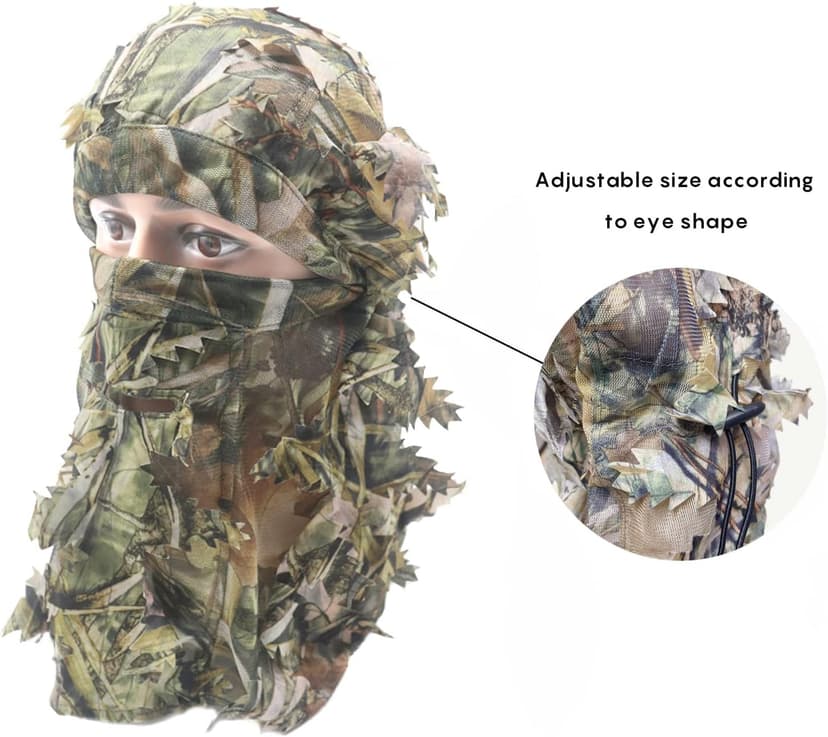 EAmber Ghillie Camouflage Leafy Hat 3D Full Face Mask Headwear Turkey Camo Hunter Hunting Accessories