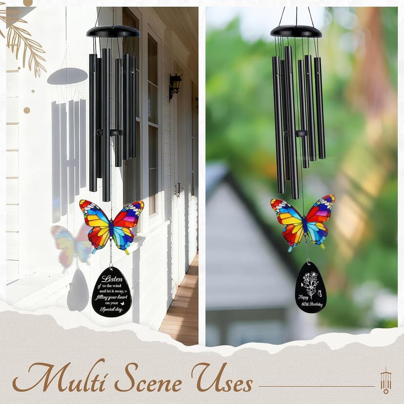 60th Birthday Gifts for Women, 60th Birthday Gifts, 60 Year Old Gift for Woman, Happy 60 Bday Decorations for Women Men, Presents for 60 Year Old Woman Grandma, Mom, Wind Chimes B0G2B9WNXT