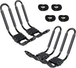 J-Bar Roof Rack Kayak Carrier Holder Boat Canoe Surf Ski Snowboard Holder Mounted on Top Crossbar SUV Truck 2 Pairs Steel