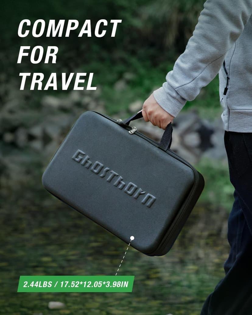 Ghosthorn Fishing Rod and Reel Combo Graphite Telescoping Fishing Pole Portable Travel Kit with Carrier Bag for Freshwater Saltwater