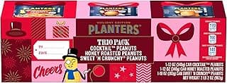PLANTERS Peanuts Holiday Trio Pack - Snacks Variety Pack for Adults with Sweet n Crunchy, Honey Roasted, and Cocktail Peanuts (3 Count Canisters)