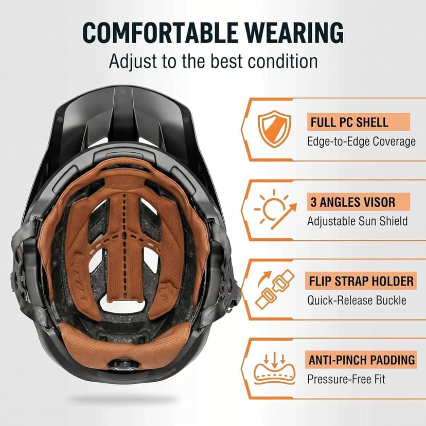 KINGBIKE NTA-8776 Mountain Bike Helmet Professional Ebike Helmets with 3-Level Adjustable Visor & Camera Mount E-MTB Helmet for Adults Men Women Youth E-Bike Safety Certified