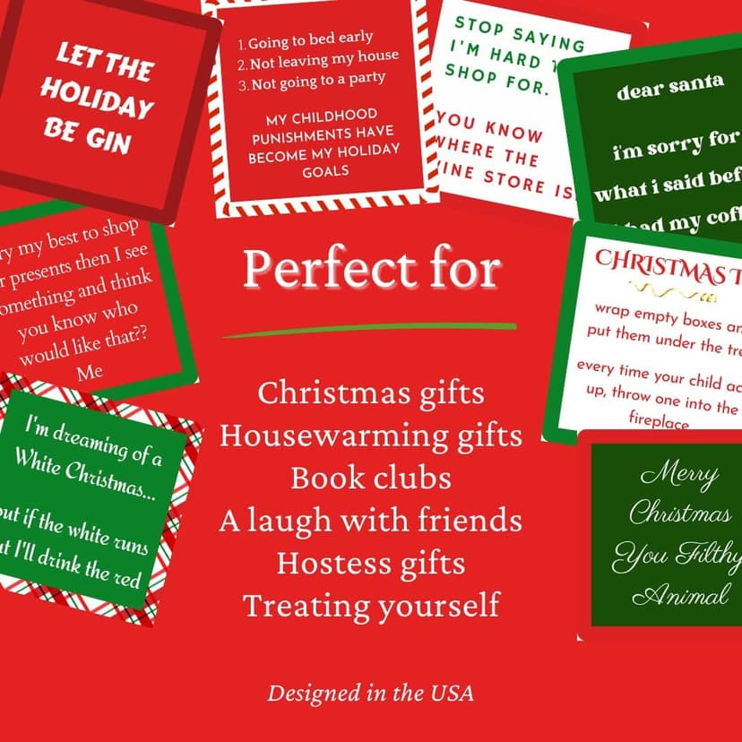 Christmas Coasters | Funny Cork Coasters | 8 in Gift Box | Hostess Gifts (Holiday)