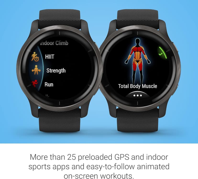 Garmin Venu 2, GPS Smartwatch with Advanced Health Monitoring and Fitness Features, Slate Bezel with Black Case and Silicone Band , 27.9 mm (Renewed)