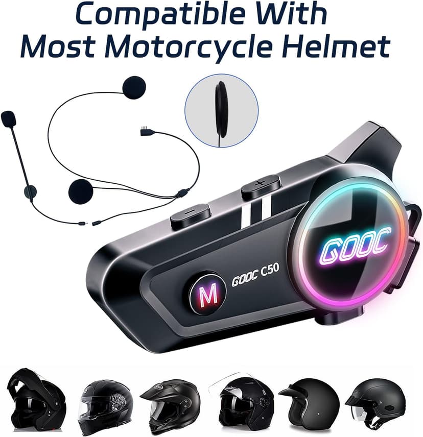 Motorcycle Bluetooth Headset Helmet Speakers Long Battery Life Helmet Headphone with Noise Cancellation&Music Sharing Ultra-Thin Wireless Bluetooth Headphones for All Helmets