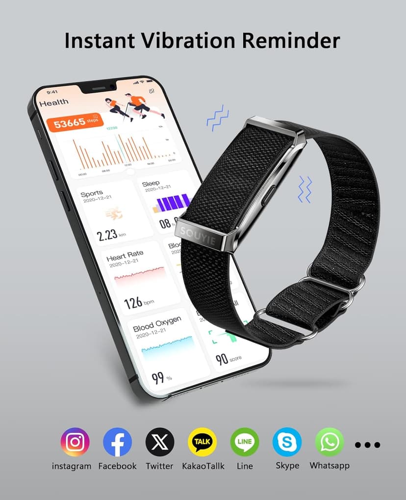 Smart Bracelet for Men Women, Health Activity Fitness Trackers, 24H Sleep Tracker, 24/7 Continuous Heart Rate/Blood Pressure/HRV/Stress Monitor, 170+ Sports Modes Smart Wristband with Free APP 2 Bands