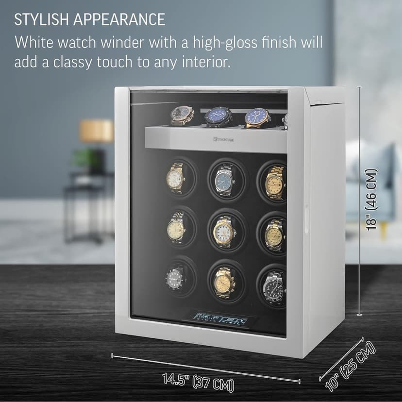 TIMECUBE 9 Watch Winder with 4 Storage Slots and Interior Light