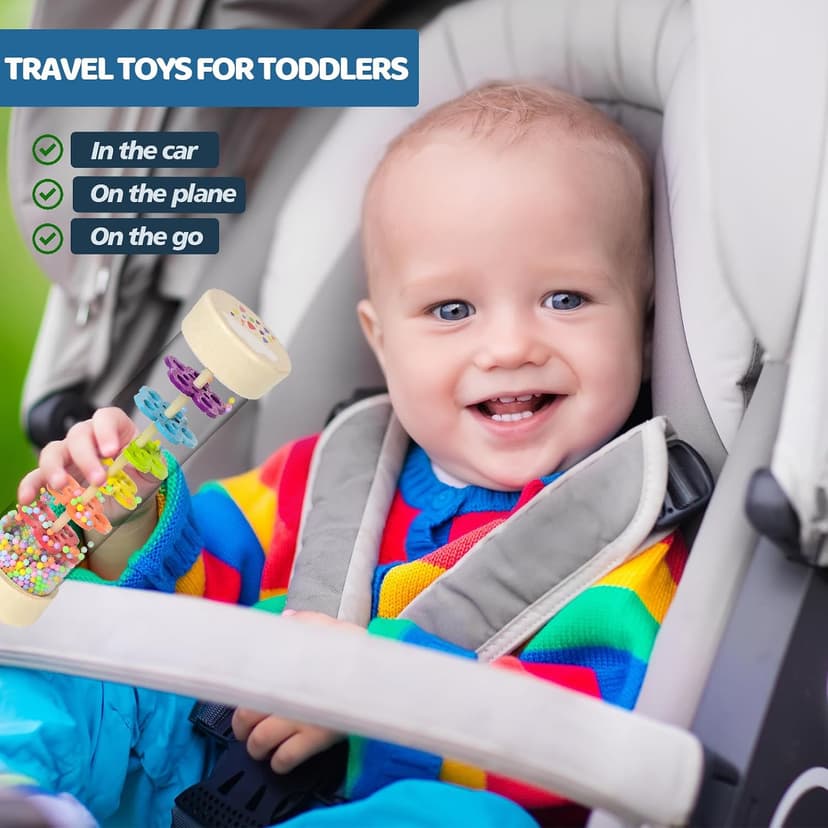 Rain Stick Montessori Baby Toys for 6-12 Months 1 Year Old, Wooden Rainmaker Infant Musical Sensory Toy, Baby Shower Gift for Newborn Toddler Boys Girls, 7.7" B0CJRKHYRJ