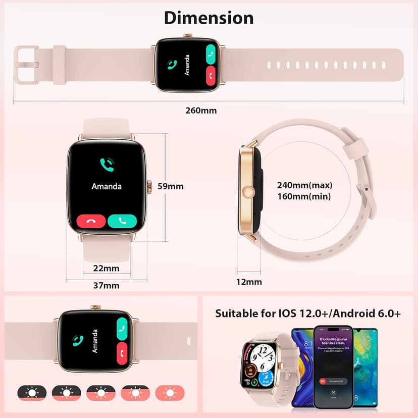 Smart Watch for Women, 2025 New Smartwatch (Answer/Make Call) for iPhone/Android, 1.85" HD Dynamic Dial Fitness Tracker with 110+ Sport Modes, Sleep/Health Monitor, IP68 Waterproof, with 2 Bands