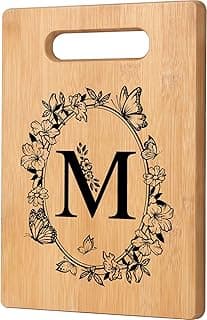 Personalized Cutting Board, Initial Birthday Gifts for Women Wedding Gifts for Couple, Monogrammed Engraved Bamboo Wood Kitchen Gifts, Unique Gift for Christmas Anniversary Housewarming(Letter M)