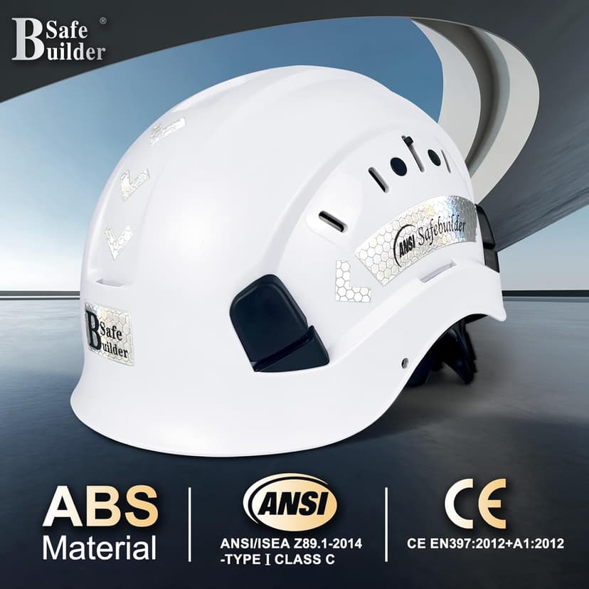 Construction Safety Helmet ABS Hard Hat Adjustable Ventilation System Hardhats Industrial Work Head Protection for Men Certified ANSI/ISEA Z89.1