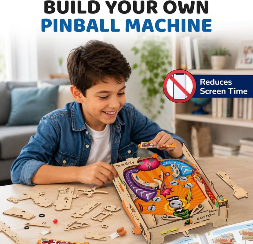 Smartivity DIY Pinball Machine Toy for Ages 8-99 Year Old | Award Winning Arcade Game for Boys & Girls | Birthday Gift Ideas for Kids & Adults | STEM Toys I Fun Family & Party Game