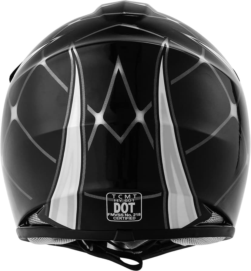 SLMOTO DOT Youth & Kids Motocross Offroad Street Helmet Black Spider Motorcycle Youth Helmet Dirt Bike Motocross ATV Helmet+Goggles+Gloves Medium