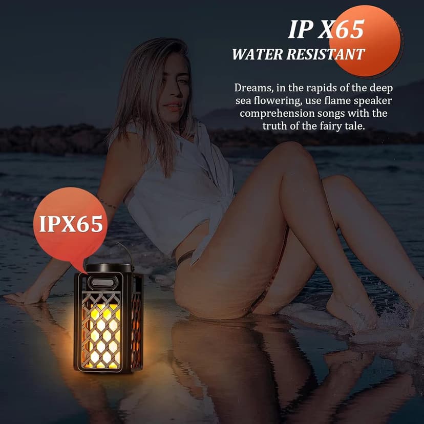 Outdoor Bluetooth Speakers Waterproof Portable Led Flame Speaker with Torch Atmosphere 10w Enhanced Bass for Patio Porch Garden Home Backyard Decor, Gifts for Men Women Couples Dads Moms