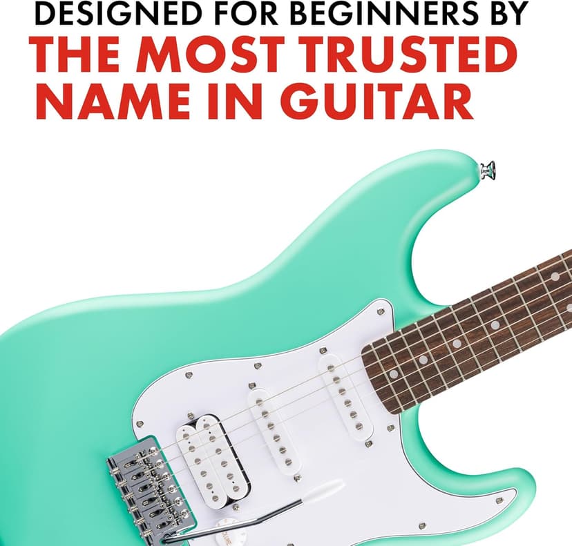Fender Squier Debut Series Stratocaster HSS Electric Guitar, Beginner Guitar, 2-Year Warranty, Includes Free Lessons, Sea Foam Green with Satin Urethane Finish