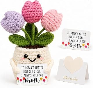 Handmade Positive Tulip Flower Crochet Teacher Appreciation Gifts-Delicate Crochet Flowers Doll, Inspirational Gift Knitted Potted Flowers Desk Decor, Thank You for Women, End of Year Teacher Gifts B0H2WDH3M5