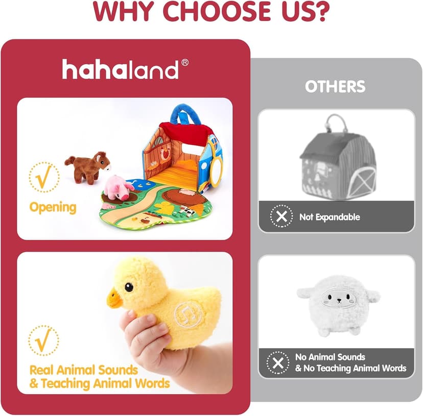 6PCS Farm Toys Montessori Toys for 6 Month Old Baby Gifts Toddlers Christmas Stocking Stuffers 1 Year Old Boy Girl Gifts hahaland Baby Toys 6-12 Months, Surprise Barn Farm Animals with Sounds Word B0F2HRNW75