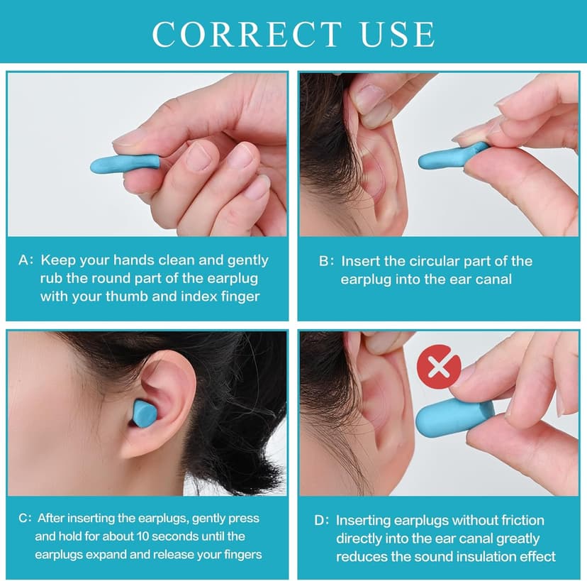 Lenicany 30Pair Soft Foam EarPlugs, 32dB Disposable Sound Blocking Noise Cancelling Ear Plugs for Sleeping/Concerts Loud Music/Shooting Guns/Work Construction, Hearing Safety Protection (Blue)