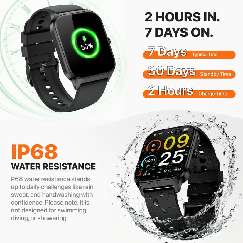 Smart Watch for Women Men,(Answer/Make Call) 1.83'' HD Fitness Activity Tracker Smartwatch for Android iPhone iOS Compatible,IP68 Waterproof Step Counter Watch with Sleep Monitor/120+ Sports Modes
