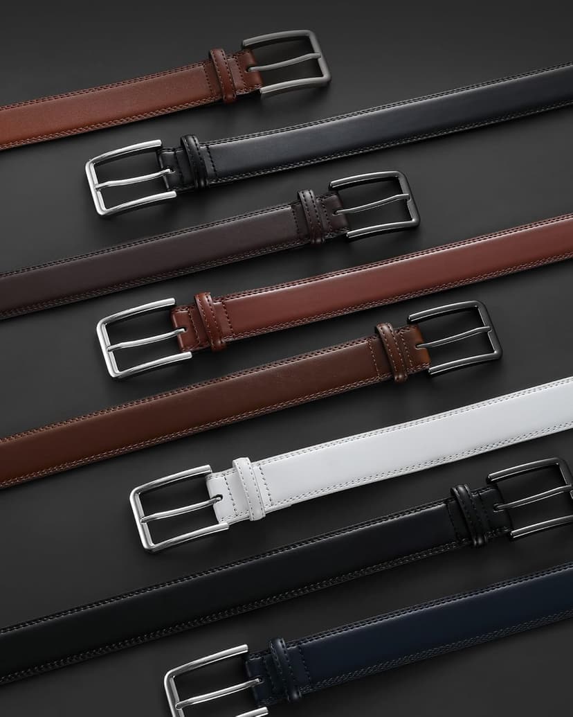 CHAOREN Leather Dress Belt Men 2 Pack - 1 3/8" Mens Belts for Work Business Casual Jeans