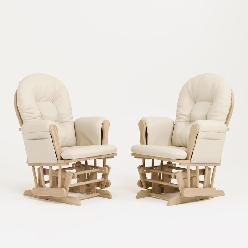 Storkcraft Premium Hoop Glider & Ottoman (Natural/Beige) — GREENGUARD Gold Certified Nursery Glider, Solid Wood Craftsmanship, Smooth-Gliding Nursery Chair and Ottoman, Award-Winning