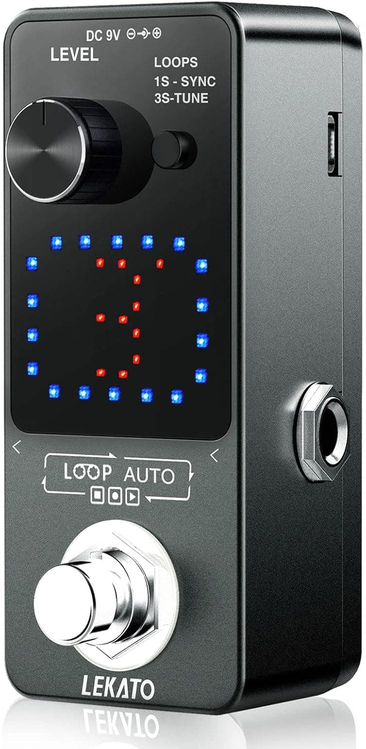 LEKATO Looper Pedal,Guitar Looper Pedal for Electric Guitar&Bass Loop Pedal with SYNC & Tuner Function Triple Effect Guitar Looper with LED Screen Unlimited Overdubs 3 Loops 18 Minutes Record Time