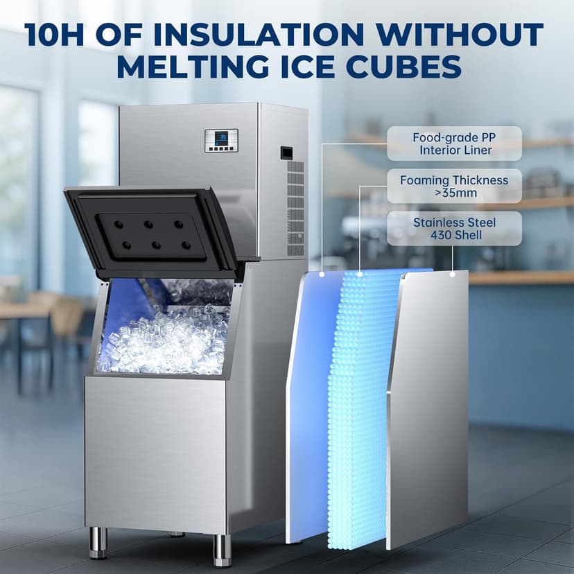 Commercial Ice Maker Machine, 680 LBS/24H with 560 LBS Storage, ETL Approval Industrial Ice Machine, 210 Ice Cubes in 5-15min, Self-Cleaning Stainless Steel Ice Maker for Business Restaurant Hotel