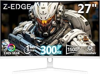 Z Z-EDGE 27 inch Curved Gaming Monitor, FHD 1080P 300Hz 240Hz Computer Monitor, Ultra-Fast MPRT 1ms Curved Monitor, 1500R, 16.7M Colors, UG27H Frameless Bezel, 2X DP 1.4 Ports and 2X HDMI 2.0 Ports