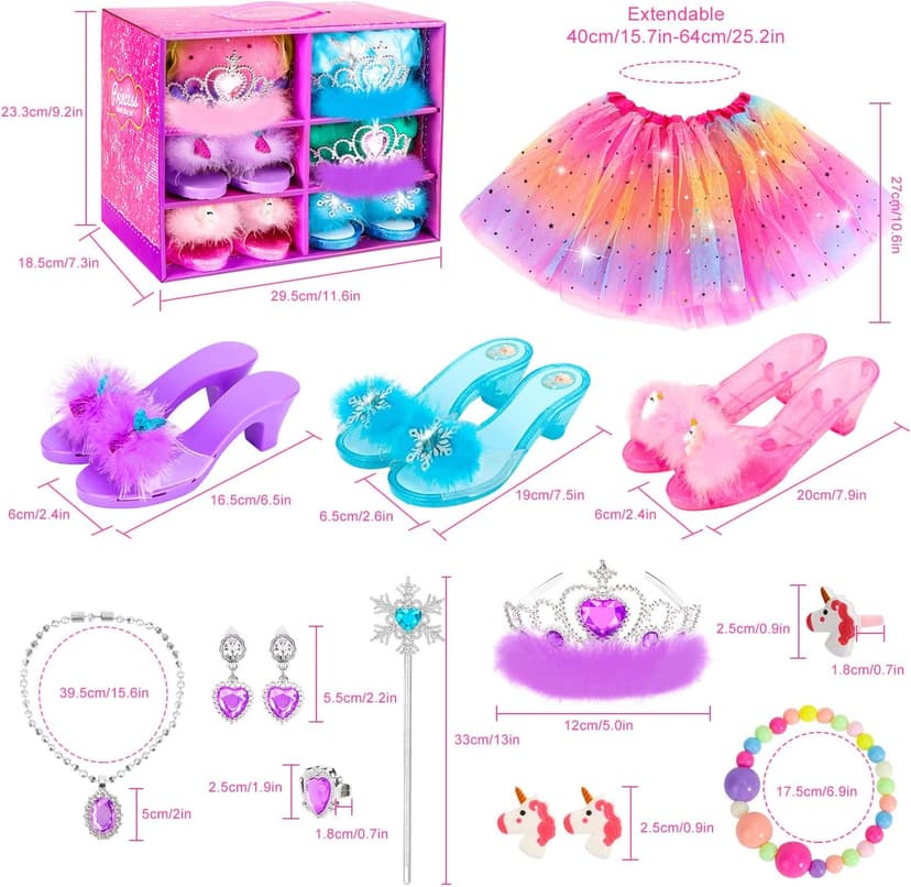 Toddler Dress Up Clothes Shoes Jewelry Set, Princess Costume Include Unicorn Mermaid, Pretend Play for Little Girls Age 3-6 HAMSILY Princess Dress Up for Girl 3 4 5 6 Years Old Birthday Gifts Toys B0B6FTH2HD