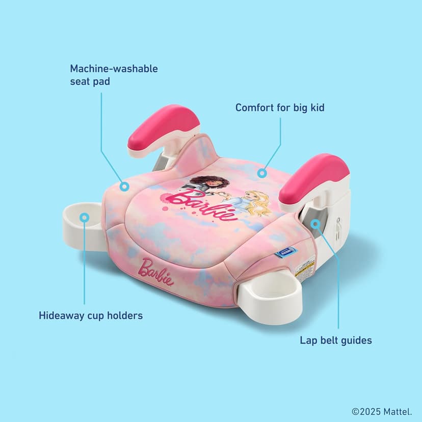 Graco TurboBooster 2.0 Backless Booster Car Seat, Barbie Paint, Travel Booster Seat for Children Ages 4-10, Weight 40-100 Pounds and Height up to 57 Inches