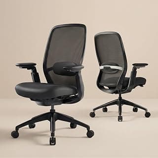 COLAMY Office Chair for Long Hours, Easy Wire-Control Desk Chair with Sliding Seat Depth & Thick Padded Lumbar Support, Heavy Duty 300 LBS High Back Mesh Computer Chair for Home Workstation,Black