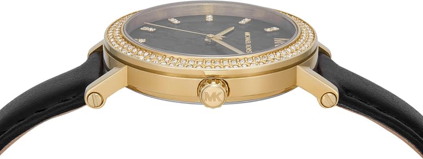 Michael Kors Corey Three-Hand Black Leather Watch