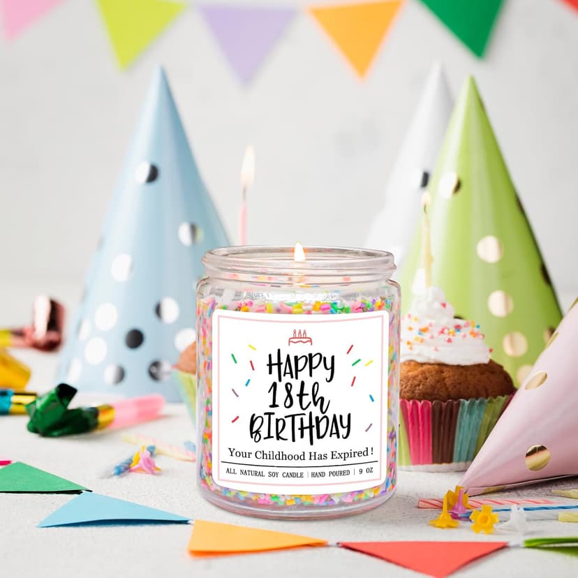 Homsolver 18th Birthday Gifts for Girls Boys, Vanilla Scent Ideas 18th Birthday Candles for Sister, Daughter, Best Friends, Handmade Aromatherapy with 50+ Hour Burn Time, Funny Birthday Decorations B0F2HZQ2B2