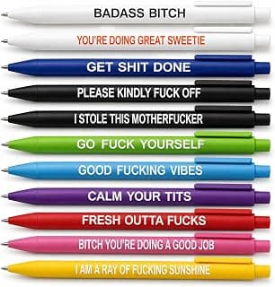 11Pcs Funny Adult Ballpoint Pen Set, Premium Days of The Week Swear Cuss Word Pens for Office Gifts, Novelty Pens for Corworkers