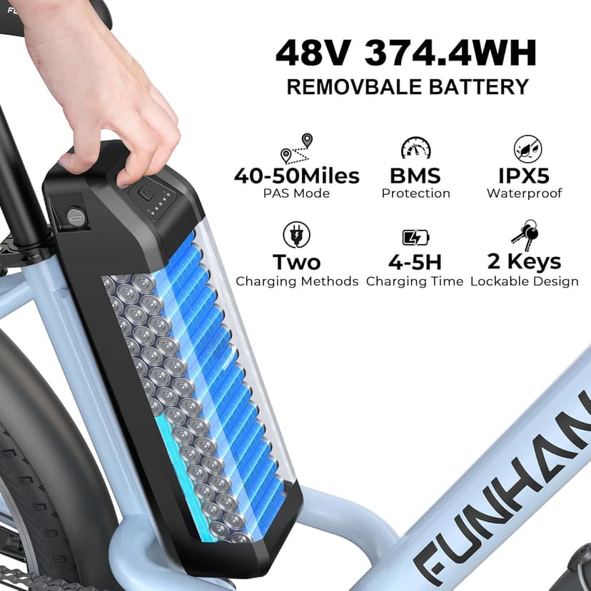 Electric Bike for Adults, 26" City Cruiser Ebike with 1000W Peak Motor, 21.7MPH 50 Miles Commuter Adult Electric Bicycles with 48V Battery, Adjustable Stem, 7-Speed, UL 2849 Certified