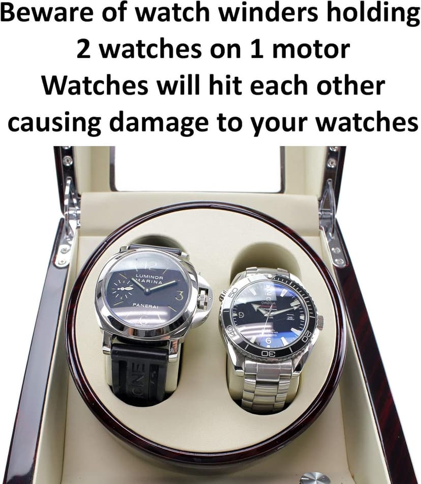 Heiden Double Watch Winder in Walnut - Automatic Watch Window for 2 Watches - Japanese Motor - Zero Magenetization - Use Batteries or Adapter Dual Watch Winder for Automatic Watches for Rolex