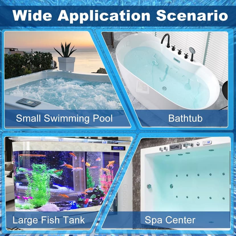 Hot Tub Vacuum Spa Vac, Manual Spa Vacuum Wand Cleaner 10ft Cordless Pool Cleaner, Hot Tub Suction Pipe Siphon Constant Suction, Handheld Flexible Hose for Dirt,Grass, Debris with 3 Cleaner Heads