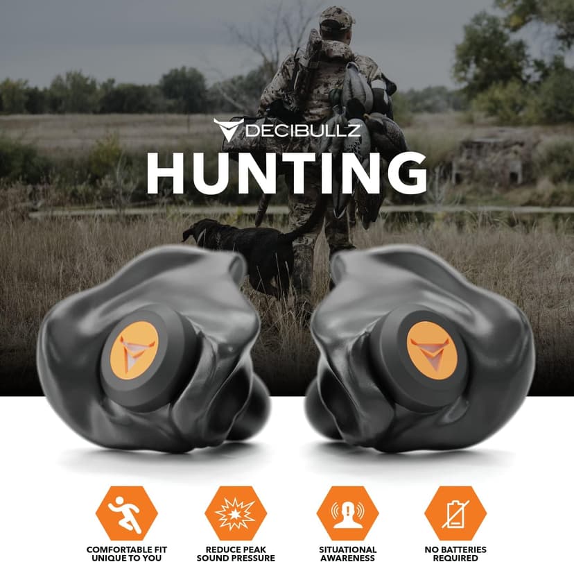 Decibullz Percussive Moldable Earplugs for Hunting & Shooting, Gun Range Hearing Protection for Shooters, Reusable Ear Plugs for Shooting Range