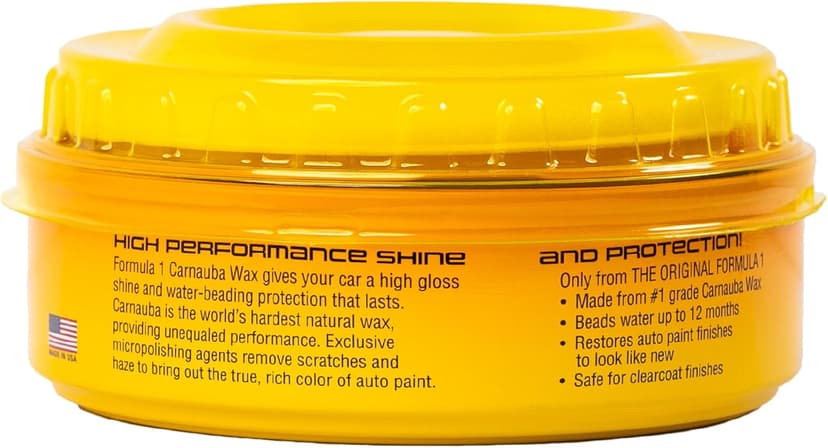 Formula 1 Carnauba Car Wax Paste - High-Gloss Shine - Polish for Car Detailing to Shine & Protect – Remove Haze and Paint Swirls w/ Micropolishing Agents – Car Cleaning Supplies (8 oz)