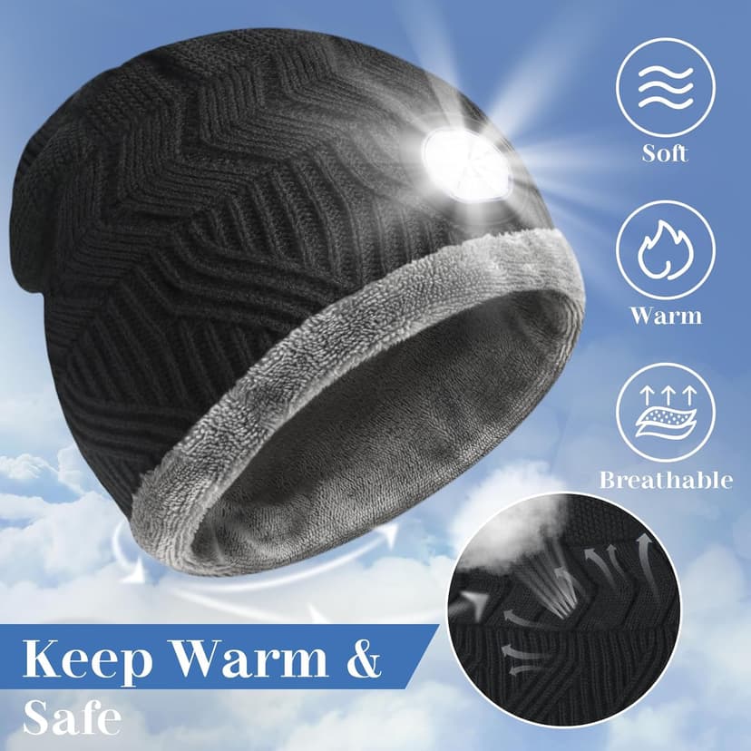 HIGHEVER LED Beanie Hat with Light: Christmas Stocking Stuffers for Men Adult Cool Gifts for Teen Boys Men Dad Winter Gifts