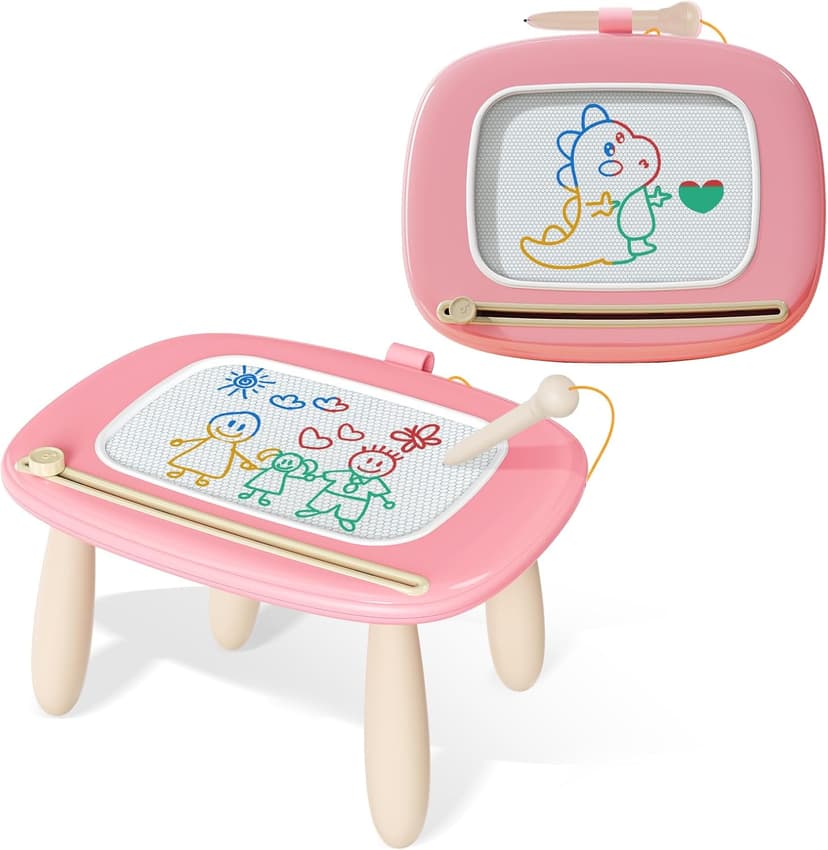 Kikidex Magnetic Drawing Board, Toddler Girl Toys for 1-2 Year Old, Doodle Board Pad Learning and Educational Toys for 1 2 3 Year Old Baby Kids Birthday Gift(Soft Pink)