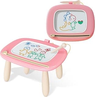 Kikidex Magnetic Drawing Board, Toddler Girl Toys for 1-2 Year Old, Doodle Board Pad Learning and Educational Toys for 1 2 3 Year Old Baby Kids Birthday Gift(Soft Pink)