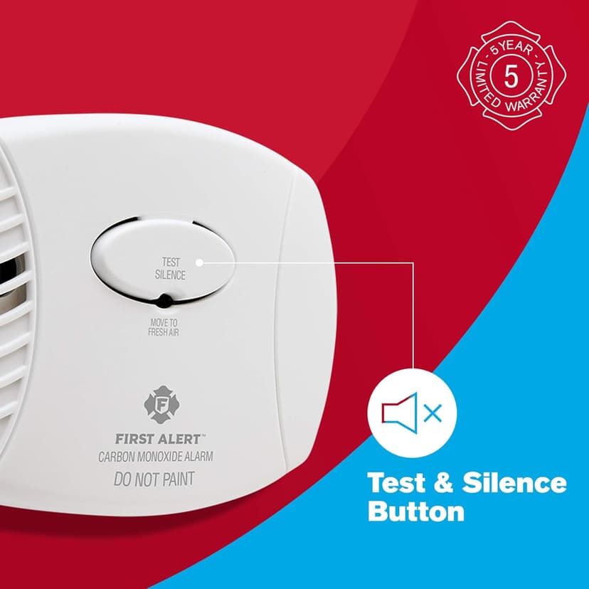 FIRST ALERT Carbon Monoxide Detector, No Outlet Required, Battery Operated, CO400, White, 2 Count (Pack of 1)