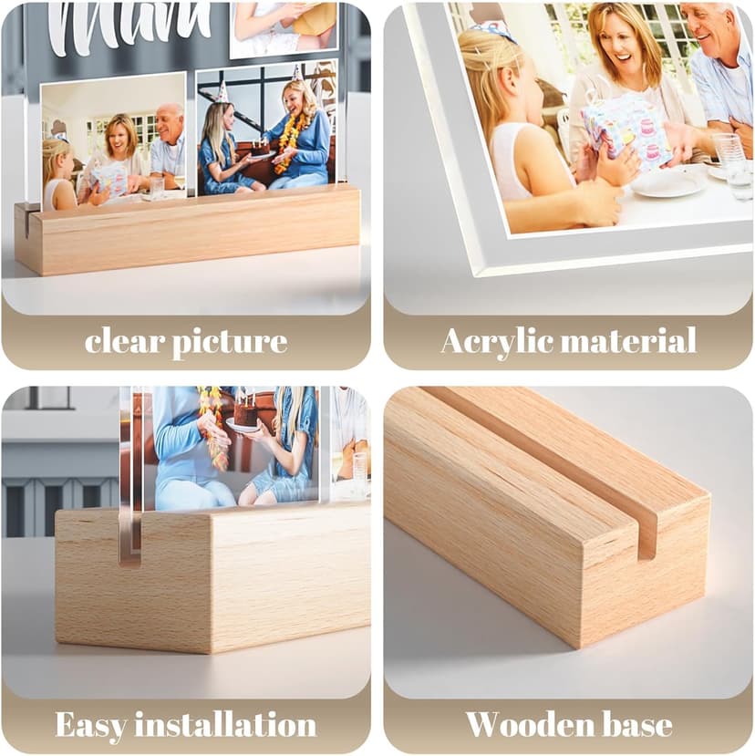 Custom Picture Frames with Photo, Personalized Photo Frame with Night Light, Customized Picture Frame, Personalized Anniversary Birthday Gifts for Women Men Her Him Girlfriend Boyfriend Couple