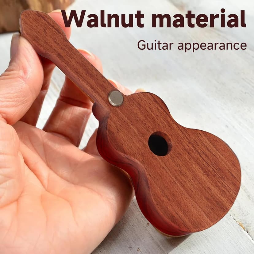 CustomGuitarPlectrumwithBox HomeWoodenDecorativeOrnamentGuitarMusicGiftCarMiniPendantGuitarAccessories Musician'sGuitarPlectrumGiftChristmasUniqueGift (Wood color (flower pear tree))